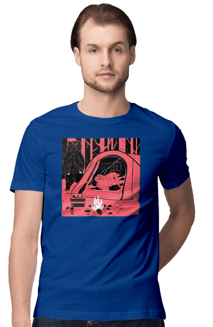 Футболка чоловіча з принтом "69 В Палатці". 69, ведмідь, ліс, палатка, секс. 2070702