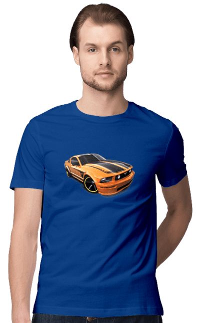 Футболка чоловіча з принтом "Помаранчева, швидкісна машина". Їзда, колеса, машина, швидкість. 2070702