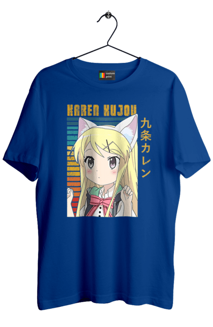 Men's t-shirt with prints Kiniro Mosaic Karen Kujo. Anime, gold mosaic, karen, karen kujo, kiniro mosaic, kinmoza, manga. 2070702