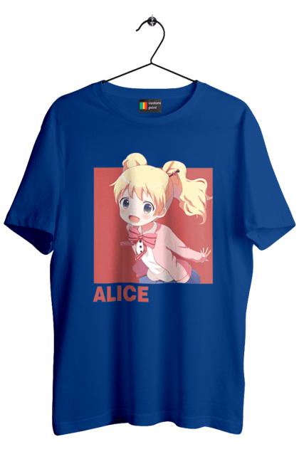 Men's t-shirt with prints Kiniro Mosaic Alice Cartelet. Alice, alice cartelet, anime, gold mosaic, kiniro mosaic, kinmoza, manga. 2070702