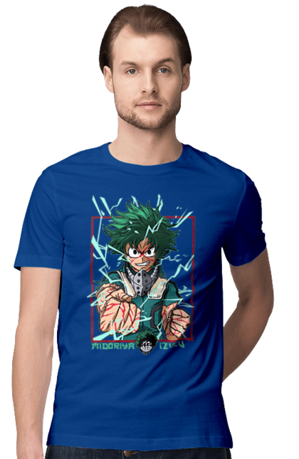 Футболка чоловіча з принтом "Моя академія героїв Мідорія". Izuku, midoriya, my hero academia, аніме, ізуку мідорія, манга, мідорія, моя геройська академія. 2070702