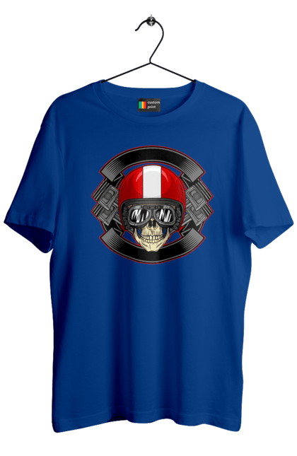 Men`s t-shirt with prints skull motorcyclist. Helmet, motorcyclist \, skull. 2070702