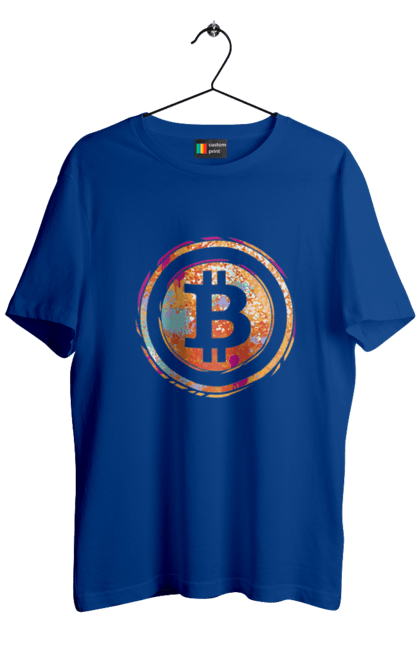 Футболка чоловіча з принтом "Біткоїн". Биткоин, бінарний, біткоїн, біткойн, валюта, гроші, крипто, програміст, хакер. 2070702