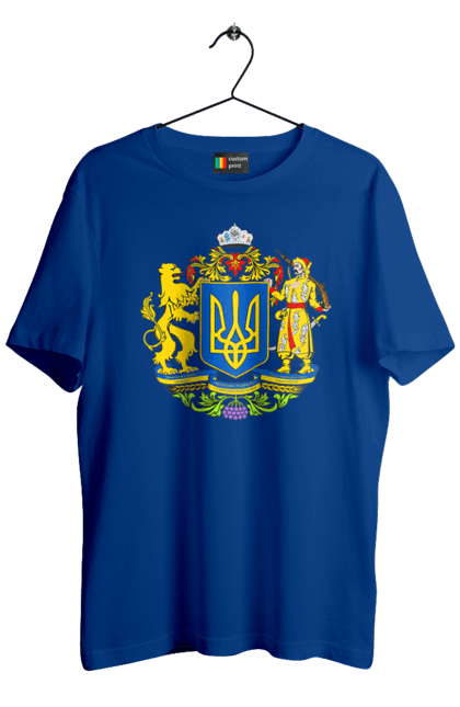 Футболка чоловіча з принтом "Герб України". Герб, герб україни, козак, лев, лев і козак, україна. 2070702