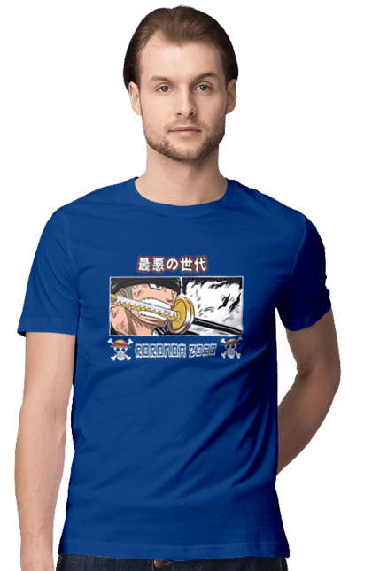 Men's t-shirt with prints One Piece Zoro. Anime, manga, one piece, roronoa zoro, straw hat pirates, swordsman, zoro. 2070702