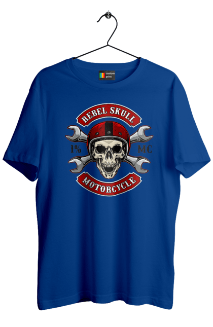 Men`s t-shirt with prints skull motorist. Amateur, helmet, motorcycle, skull. 2070702