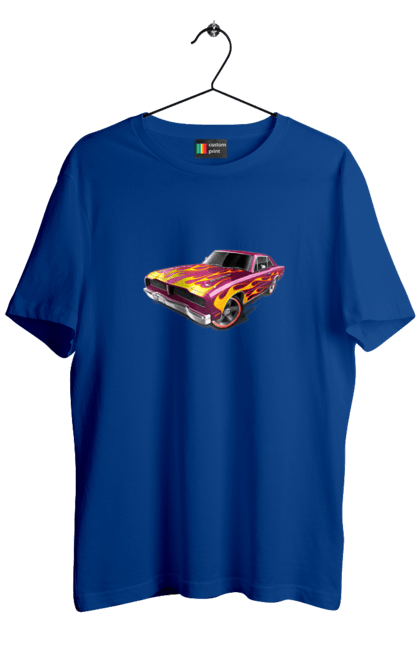 Футболка чоловіча з принтом "Кастом автомобіль". Авто, автомобіль, аерографія, вогонь, кастом, машина, полум я, тюнінг. 2070702