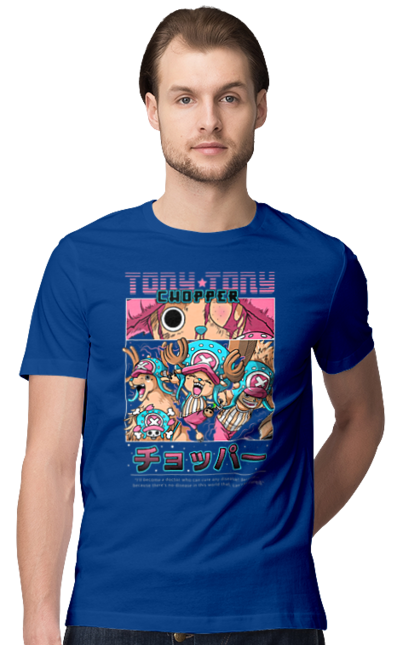 Men's t-shirt with prints One Piece Tony Tony Chopper. Adventures, anime, fantasy, light novel, manga, one piece, tony tony chopper, tv series. 2070702