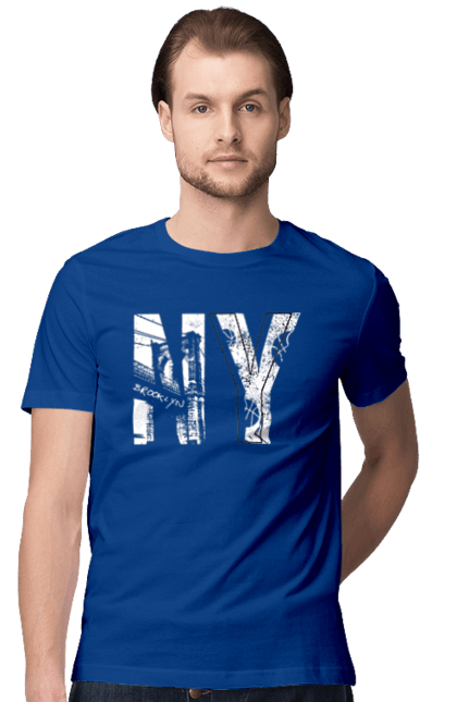 Футболка чоловіча з принтом "Нью Йорк". Бруклін, місто нью йорк, нью йорк. CustomPrint.market