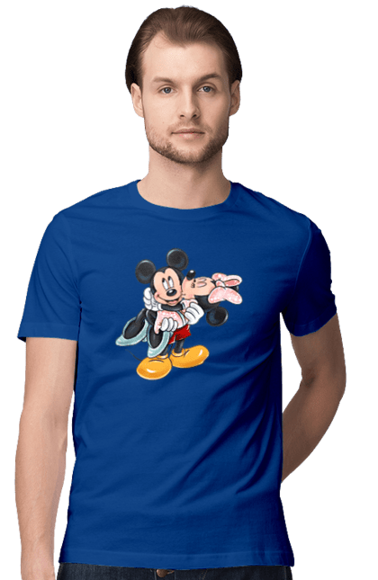 Футболка мужская с принтом Микки Маус и Минни Маус. Mickey mouse, minnie mouse, дисней, микки, микки маус, минни маус, мультфильм. 2070702