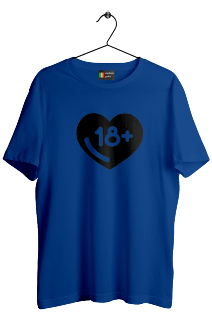 Men`s t-shirt with prints 18+. 18+, black, heart, prohibition, sex. 2070702