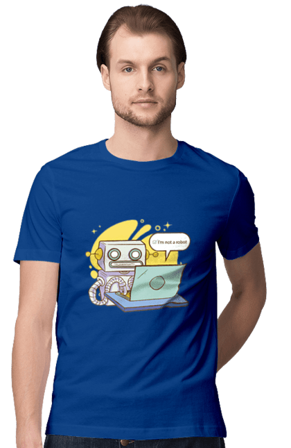 Футболка чоловіча з принтом "Я не робот Хакер зрозуміє 404 до дня програміста". 404, aws, backend, c++, cloud, css, frontend, golang, java, js, linux, python, script, web, ай ті, айті, айтішник, верстка, дата, код, компьютер, лаптоп, облако, ошибка, програміст, программа, программист, програмування, робот, хакер, язык. 2070702