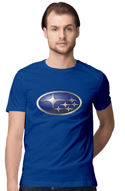 Men`s t-shirt with prints Subaru. Auto, logotype, subaru. 2070702