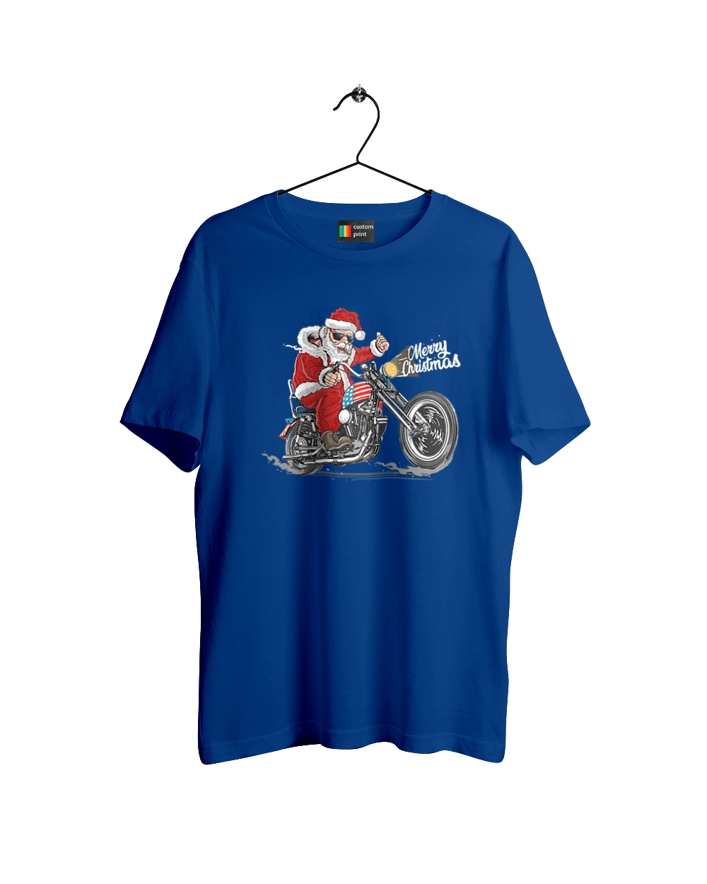 Санта в очках на мотоцикле