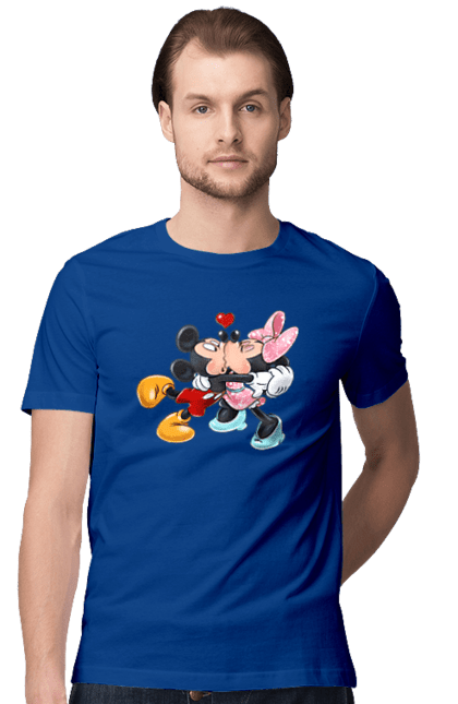 Футболка мужская с принтом Микки Маус и Минни Маус. Mickey mouse, minnie mouse, дисней, микки, микки маус, минни маус, мультфильм. 2070702