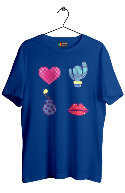 Men`s t-shirt with prints Heart, Cactus, Bomb, Lips. Bomb, cactus, lips. 2070702