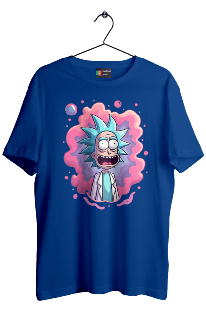 Men's t-shirt with prints Rick and Morty. Adventures, black humor, cartoon, rick, rick and morty, sci-fi, tragicomedy. 2070702