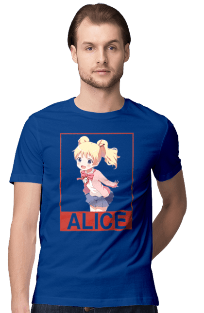 Men's t-shirt with prints Kiniro Mosaic Alice Cartelet. Alice, alice cartelet, anime, gold mosaic, kiniro mosaic, kinmoza, manga. 2070702