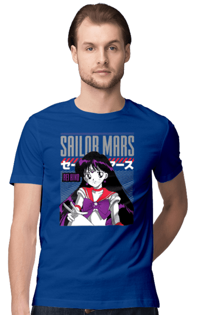 Футболка чоловіча з принтом "Сейлор Мун Марс". Rei hino, sailor moon, аніме, драма, махо седьо, рей хіно, сейлор марс, сейлор мун, серіал. 2070702