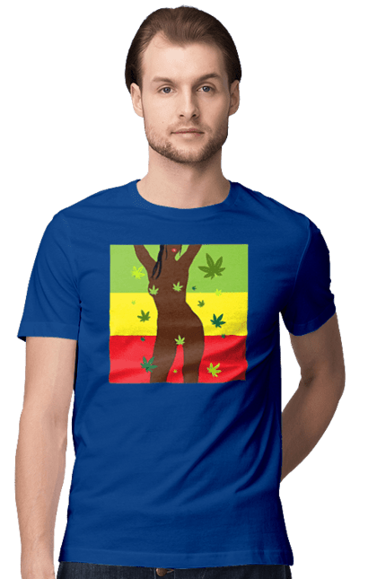 Футболка чоловіча з принтом "Гола Дівчина І Конопля". Гола, конопля, курити, сиськи. 2070702