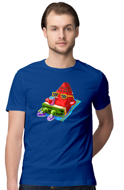 Футболка чоловіча з принтом "Кавун П'є Коктейль". Кавун, коктейль, літо. 2070702