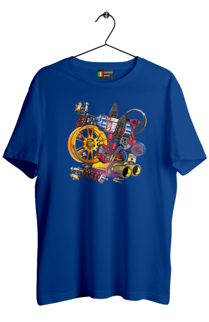 Men`s t-shirt with prints Carparts. Auto parts, car, carparts, drive, drug, machine, race. 2070702