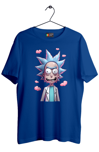 Men's t-shirt with prints Rick and Morty. Adventures, black humor, cartoon, rick, rick and morty, sci-fi, tragicomedy. 2070702