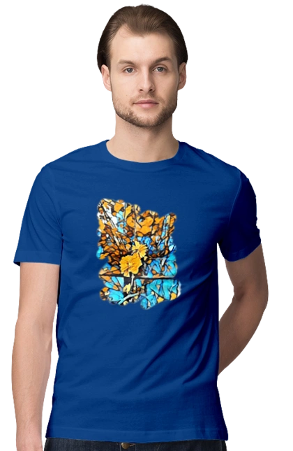 Yellow flowers on a blue background