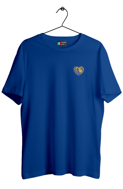 Men`s t-shirt with prints Hearts of the unbreakable. Dark blue, heart, symbolics, ukraine, unbreakable. 2070702