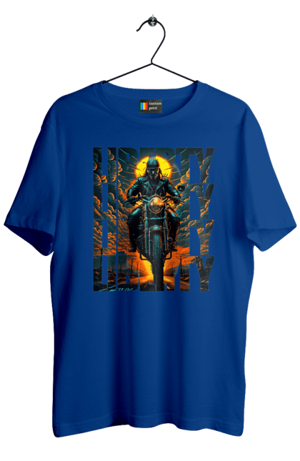 Футболка чоловіча з принтом "Байкер". Байкер, мотоцикліст, подорожі, свобода, туризм. 2070702