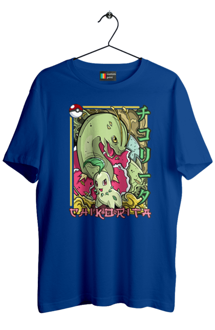 Men's t-shirt with prints Pokemon Chikorita. Anime, chikorita, games, nintendo, pokemon, pokemon go. 2070702