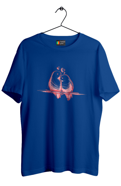 Футболка чоловіча з принтом "Закохані Попугайчики". Закохані, папуги. 2070702