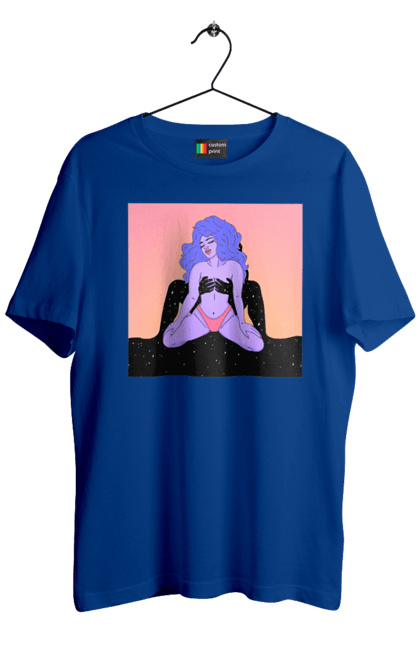 Футболка чоловіча з принтом "Фіолетова Дівчина В Трусиках". Інопланетянка, у трусах. 2070702