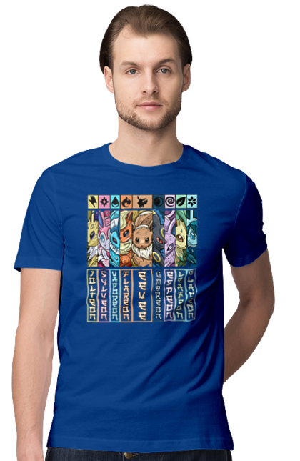 Men's t-shirt with prints Pokemon Eeveelutions. Eevee, eeveelutions, nintendo, pokemon, pokemon go, umbreon. 2070702