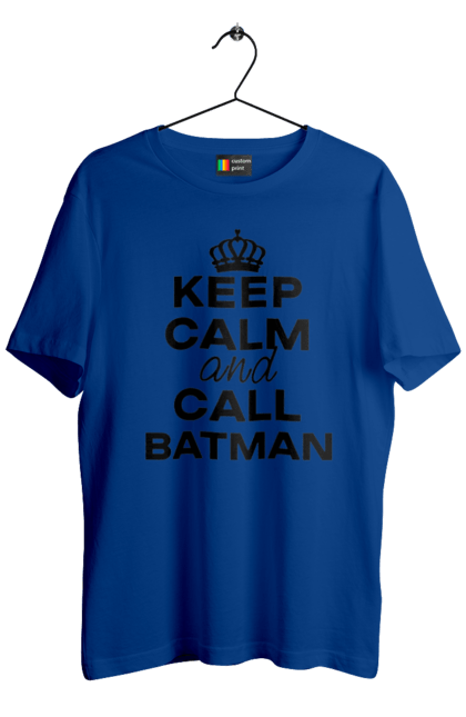Футболка чоловіча з принтом "Keep Calm and Call Batman чорна". Бетмен, з написами, зберігай спокій, меми, популярні, прикольні. 2070702