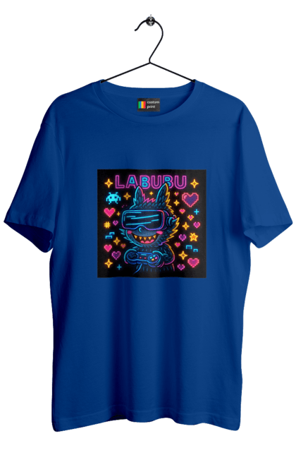 Футболка чоловіча з принтом "Лабубу". Vrочки, геймеркультура, геймпад, іконкиаркади, кіберарт, лабубу, неонгеймінг, піксельарт, ретроаркада, світиться. 2070702