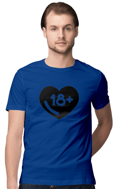 Men`s t-shirt with prints 18+. 18+, black, heart, prohibition, sex. 2070702