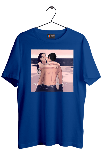 Футболка чоловіча з принтом "Парочка Обнімається В Річці". Голо, кохання, пара. 2070702
