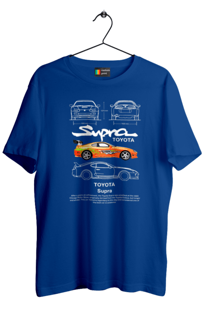 Футболка мужская с принтом Toyota Supra. Supra, toyota, toyota supra, автомобиль, машина, спортивная машина, спорткар, тойота, япония. 2070702