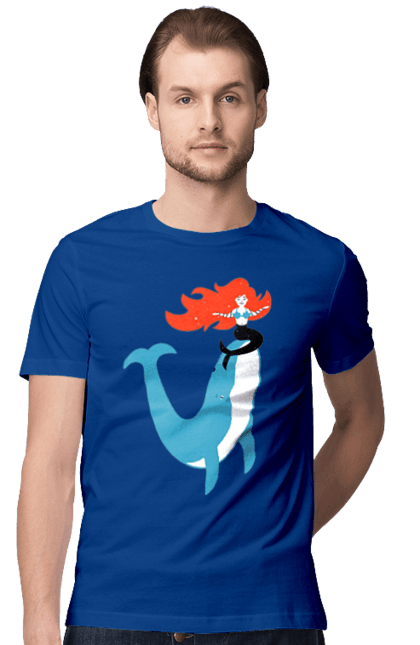 Men`s t-shirt with prints Mermaid And Whale. Mermaid, sea, whale. 2070702