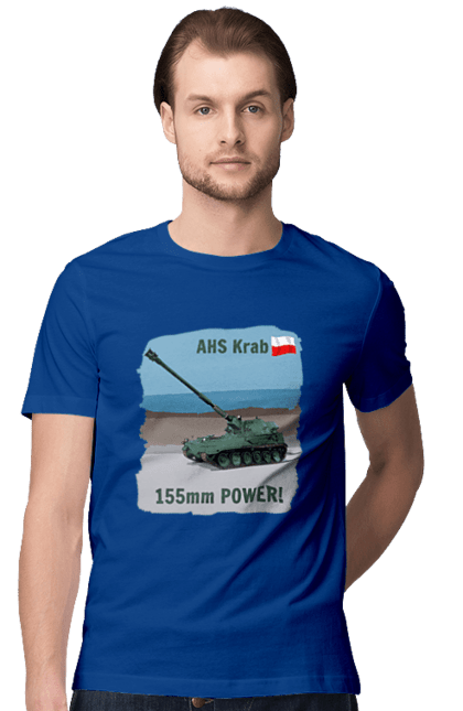 Men`s t-shirt with prints 155mm Power! AHS Krab olive. Ahs krab, artillery, crab, howitzer, poland, self propelled. 2070702