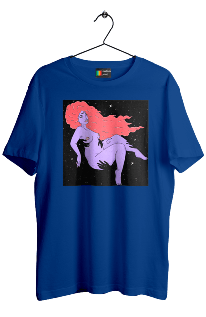 Футболка чоловіча з принтом "Фіолетова Дівчина В Чорній Дирі". Дівчина, лапають. 2070702