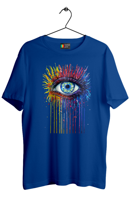 Футболка чоловіча з принтом "Барвисто Тече Око". Очей, фарби. 2070702