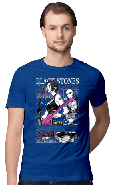 Men`s t-shirt with prints Nana Nana Osaki. Anime, black stones, blast, manga, music, musical group, nana, nana osaki, singer. 2070702