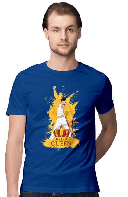 Men's t-shirt with prints Freddie Mercury. Freddie mercury, lettering, music, queen, rock, rock band. 2070702