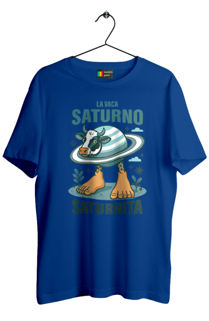 Футболка чоловіча з принтом "Lavaca Saturno Saturnita". Брейнрот, італійська гнилизна мозку, італійський брейнрот, італійський мем, італійські меми, корова сатурн, ла вака, ла вака сатурно, лавака сатурно, сатурно сатурніто. 2070702