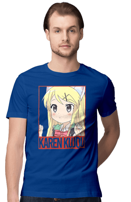 Men's t-shirt with prints Kiniro Mosaic Karen Kujo. Anime, gold mosaic, karen, karen kujo, kiniro mosaic, kinmoza, manga. 2070702