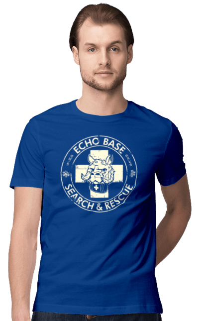 Men's t-shirt with prints Echo Base Search & Rescue. Echo base, film, movies, sci-fi, star wars, tauntaun. 2070702