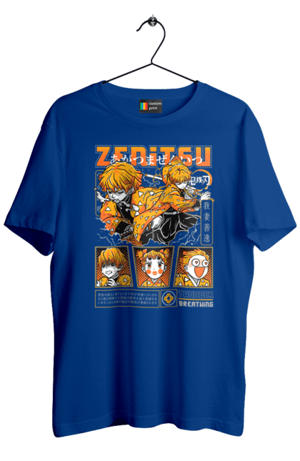 Men's t-shirt with prints Demon Slayer Zenitsu. Anime, demon slayer, kimetsu no yaiba, manga, serial, zenitsu, zenitsu agatsuma. 2070702