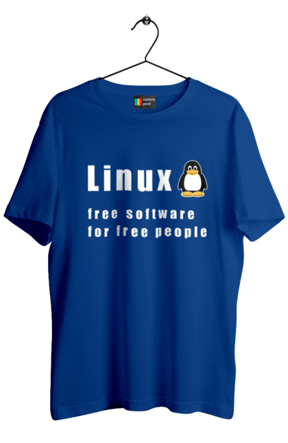 Футболка чоловіча з принтом "Linux Вільний Для Вільних". Linux, адміністратор, айті, айтішник, безкоштовна, безкоштовно, білий, вільна, доступність, незалежність, операційна система, ос, пінгвін, програміст, програмне забезпечення, свобода, сервер, сисадмін, система, системний адміністратор, софт, текст. 2070702